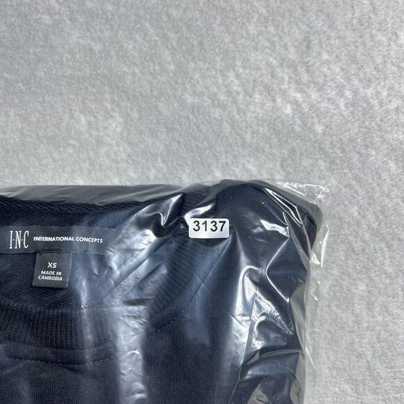 INC Sweatshirt Mens Size X-Small Black Burgundy Colorblock Regular Fit Crewneck - Picture 10 of 10